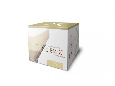 Chemex FS-100 - Boite 100 Filtres Chemex 6 et 8 tasses - Filtre en Papier Naturel Blanc Préplié Conique