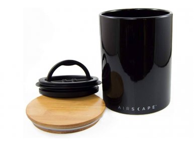 AirScape Boite Conservatrice Café en céramique émaillée Noire - Breveté mise sous vide Air -Volume 1,9 L - Contenance 500 g